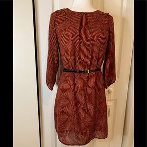 H&M Black/Red Geometric Print Shift Dress
